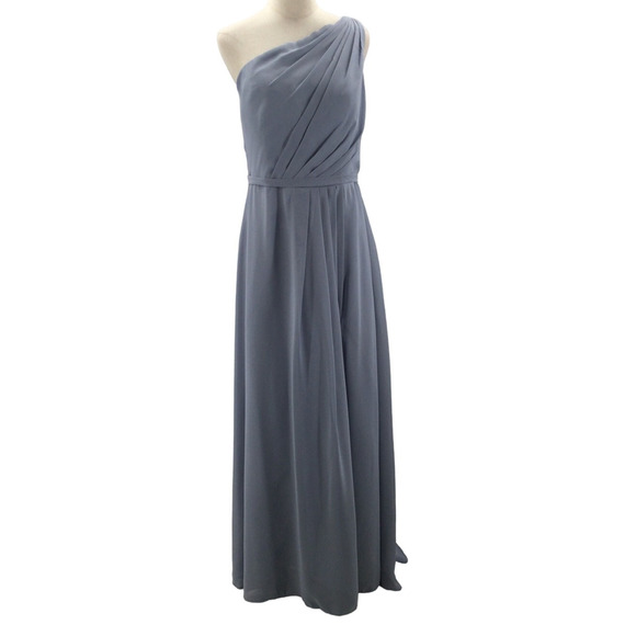 BRIDESMAID 14 1X Slate Blue  One Shoulder Sleeveless Formal Maxi Dress NEW B125 - Picture 1 of 9